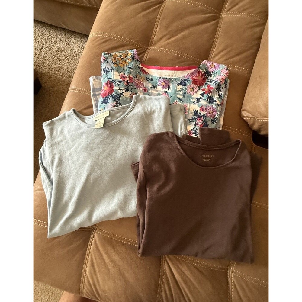 Bundle Of Three Womens Appleseed Tops Size Large/two Solid And 1 Patterned